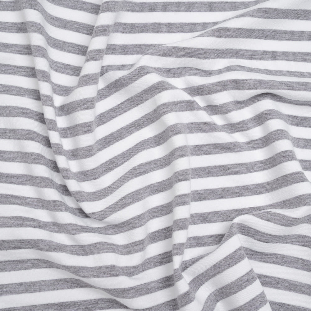 Stretch Cotton French Terry - Heathered Gray and White Stripes - Deadstock - Joann Fabrics