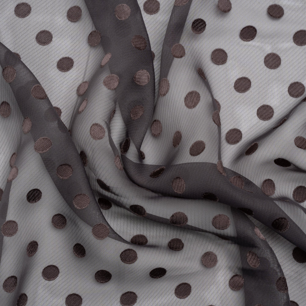 Famous Australian Designer Charcoal Satin Burnout Polka Dots Polyester Chiffon - Joann Fabrics
