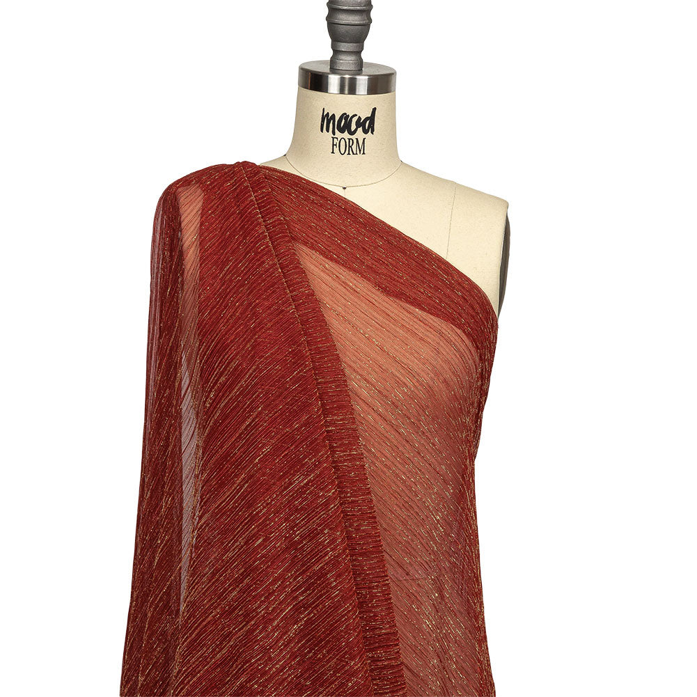 Metallic Stretch Plisse - Tomato and Gold - Natalia Collection - Joann Fabrics