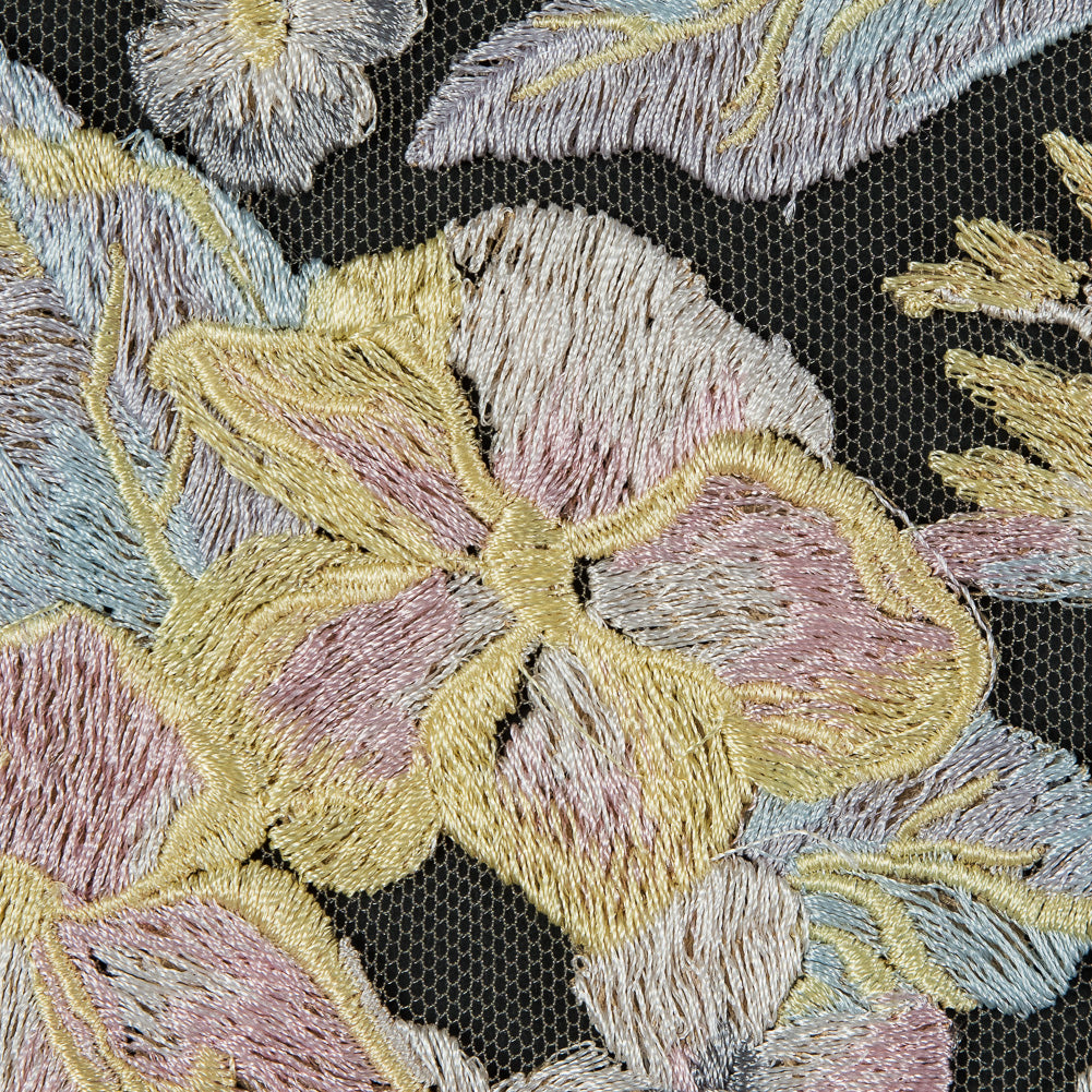 Embroidered Mesh Lace - Pastel Floral on Nude - Joann Fabrics