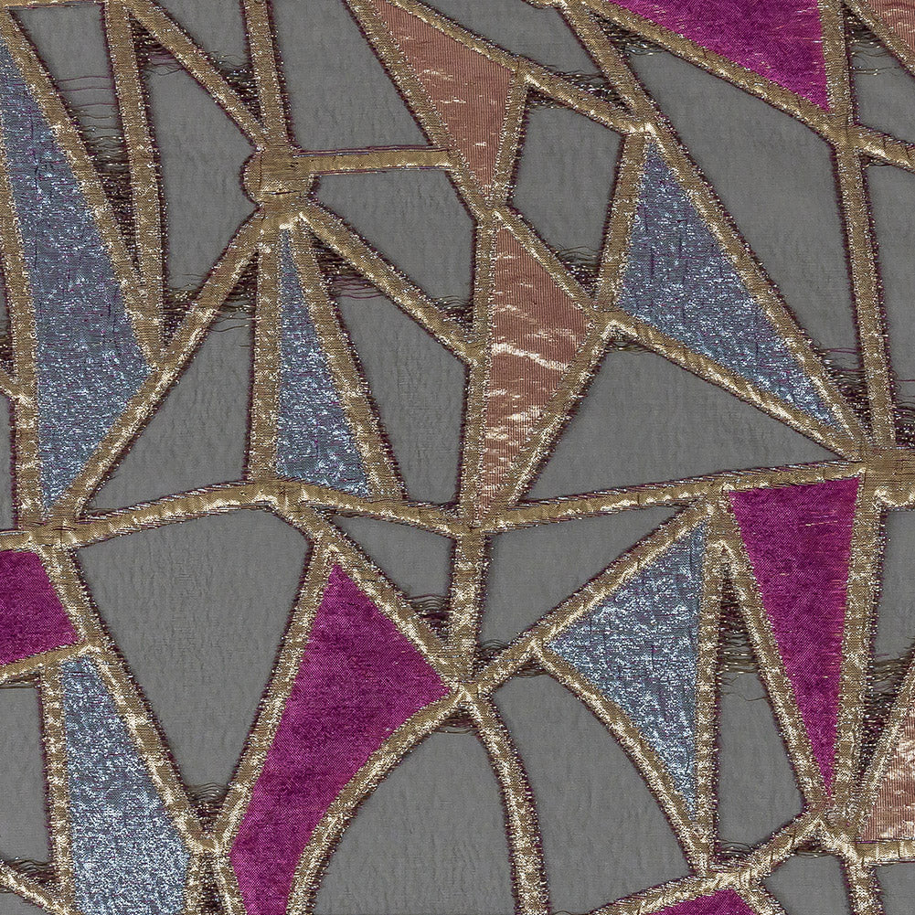 Metallic Glitteratti, Orchid Pink and Lavender Shimmer Geometric Burnout Luxury Brocade - Joann Fabrics