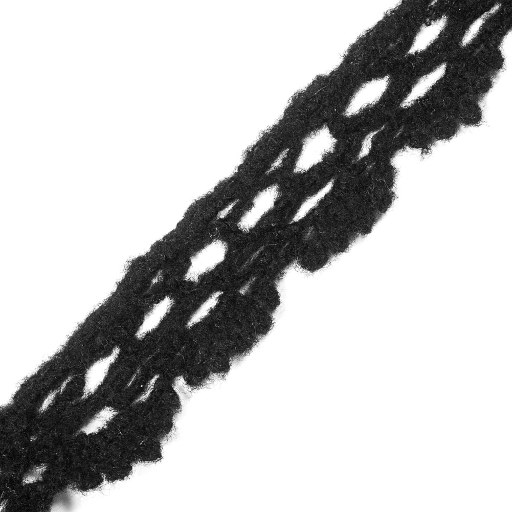 Black Crochet Wool Trim - 1.375