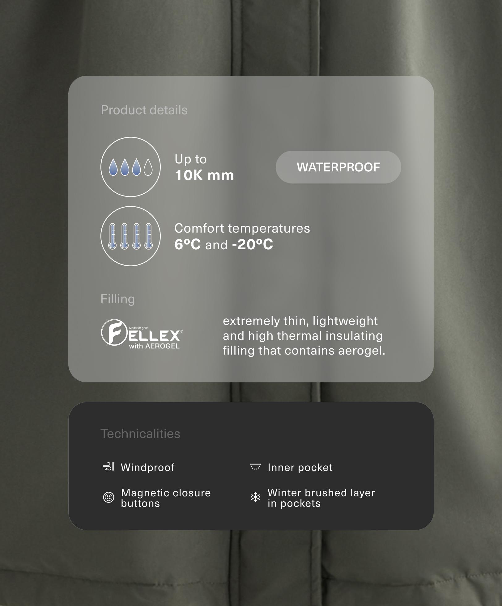 FELLEX® with AEROGEL 10k waterproof long padded jacket