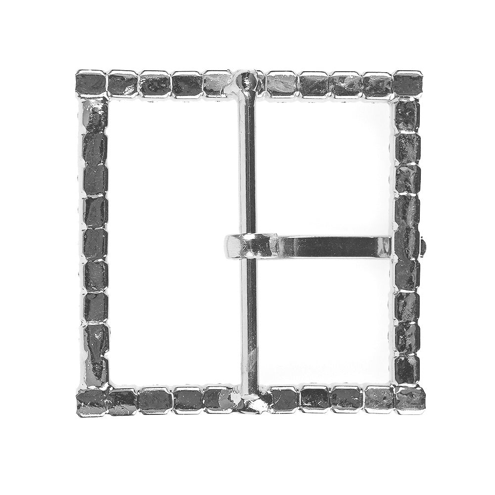 Swarovski Crystal and Silver Square Rhinestone Buckle - 1.75