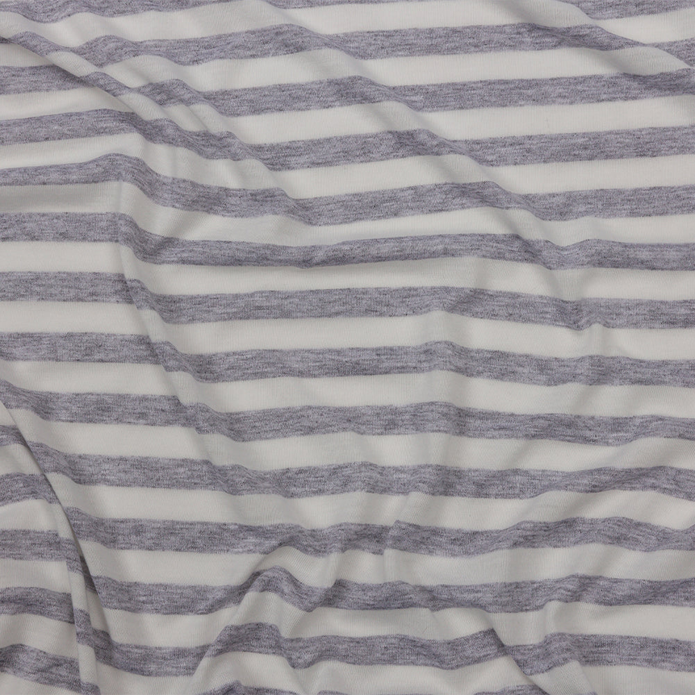 White and Heathered Gray Striped Cotton-Blend Jersey - Joann Fabrics