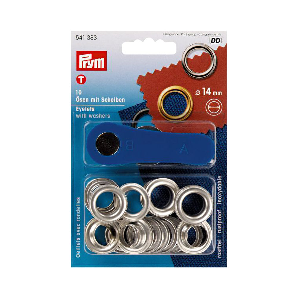 Prym Eyelets with Washers and Tools - Silver 14mm - 10pc - Joann Fabrics