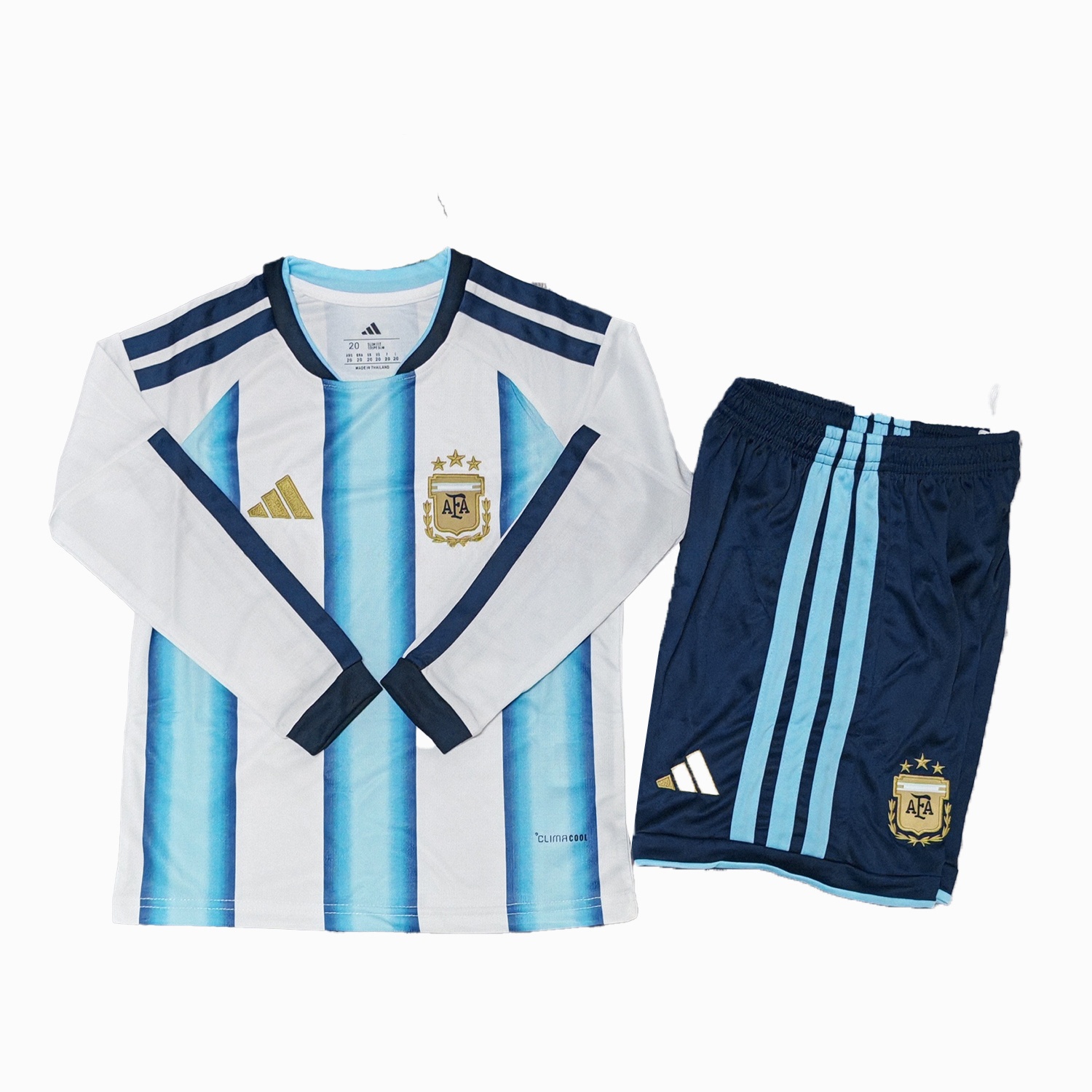 Argentina 2026 Home Long Sleeves Kids Kit - Without Chest Patch - UnitedFutballJersey