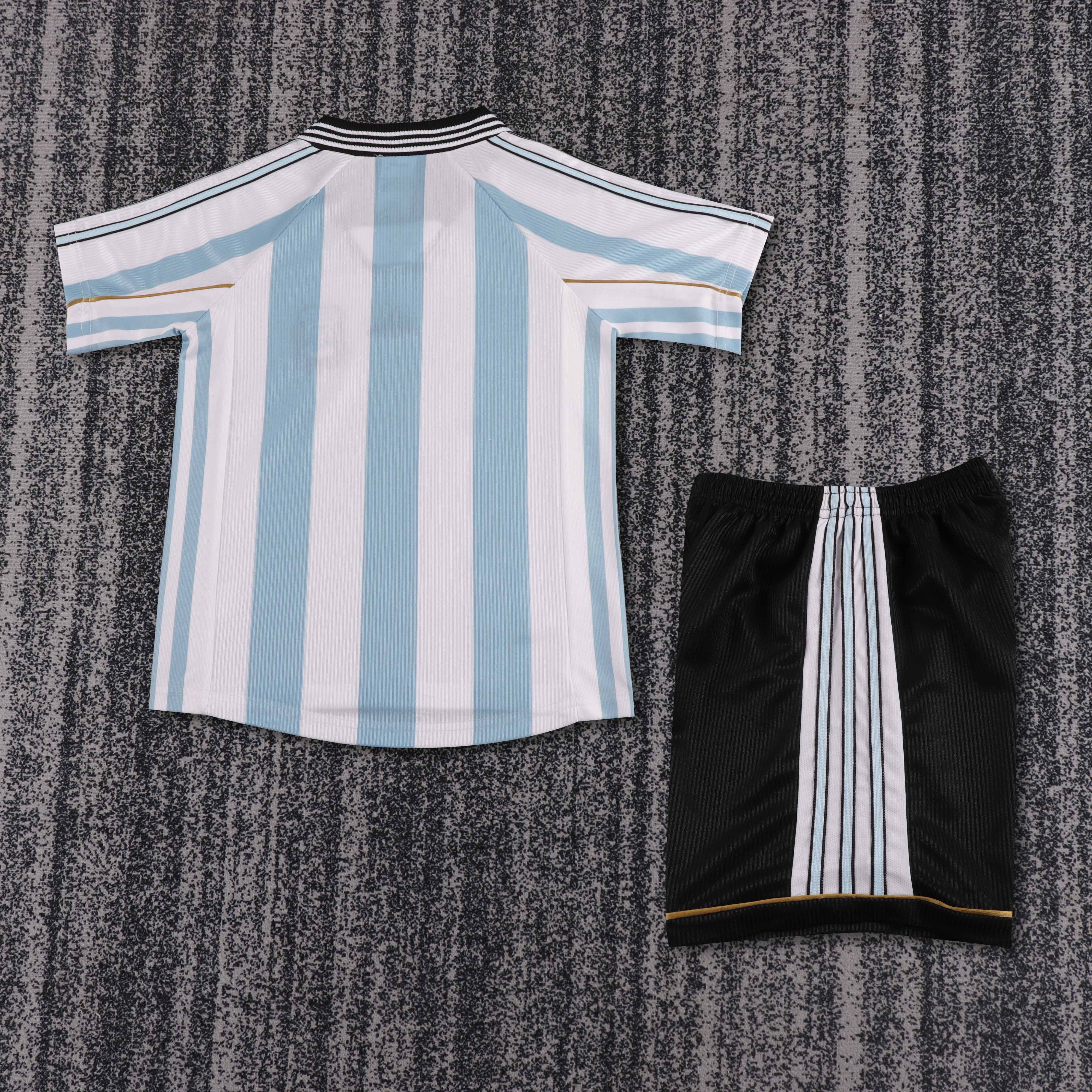 1998 Retro Argentina National Team Home Jersey 1:1 Thai Quality Kids Size
