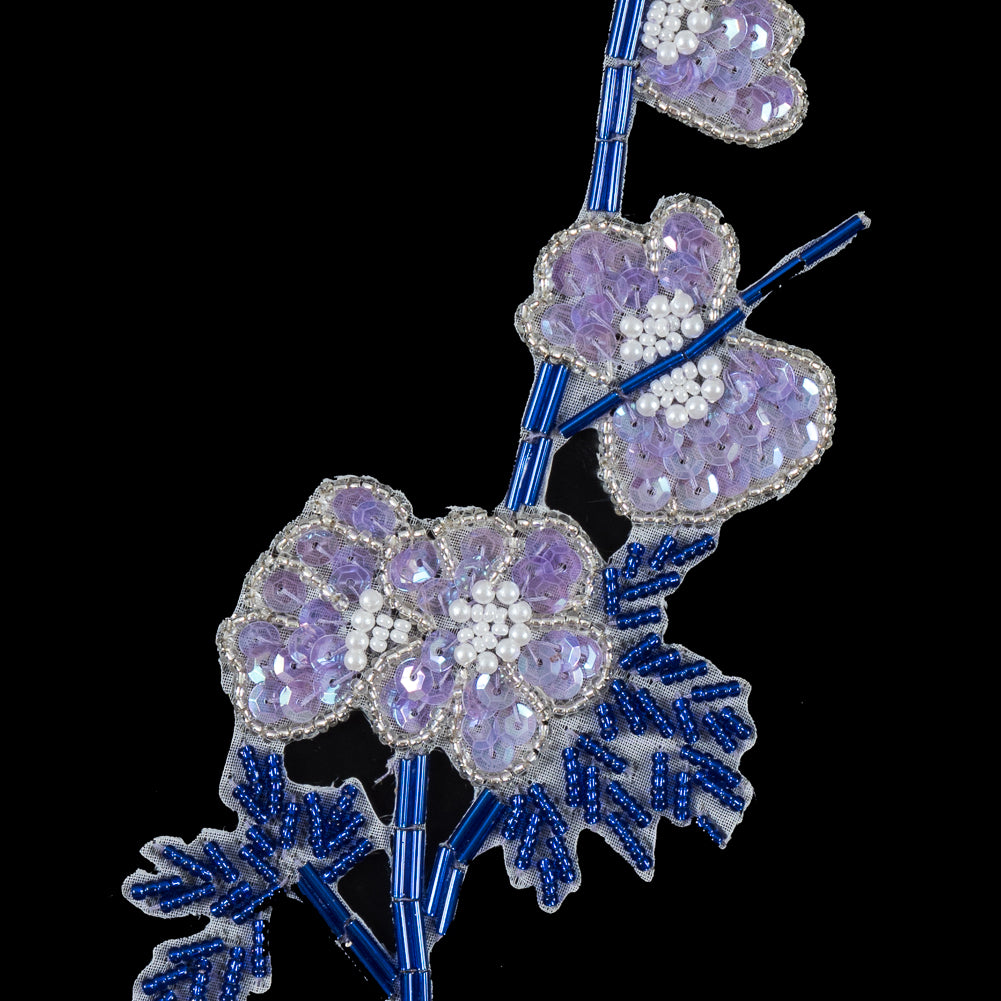 Blue and Purple Floral Beaded and Sequined Right Side Applique - Joann Fabrics