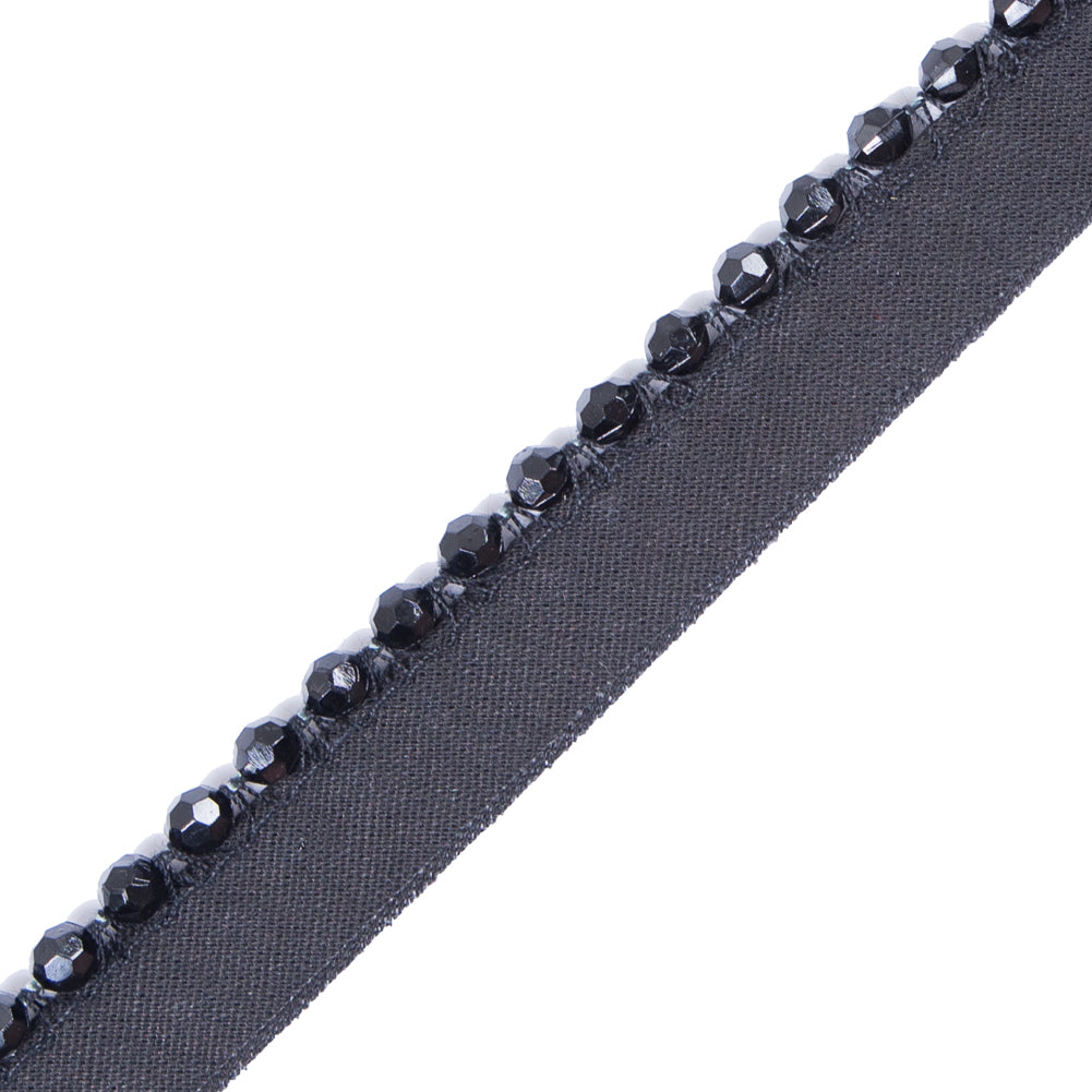 Black Beaded Trim with Lip - 1/2