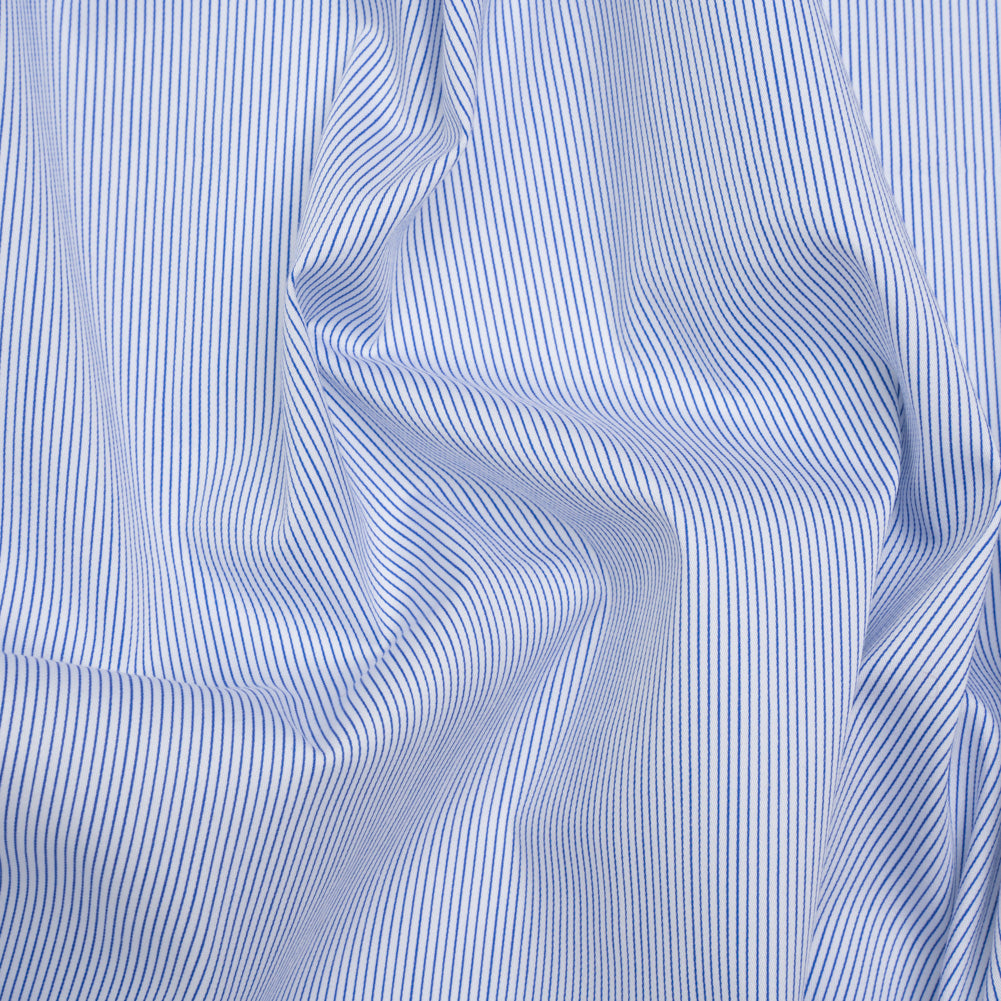 Cotton Twill Shirting - Bright Blue and White Pinstripes - Deadstock - Joann Fabrics