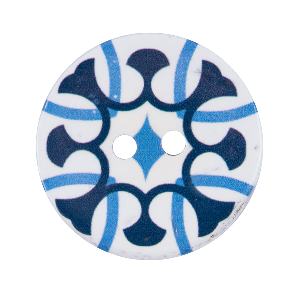 Italian Blue and White Coconut Button - 48L/30.5mm - Joann Fabrics