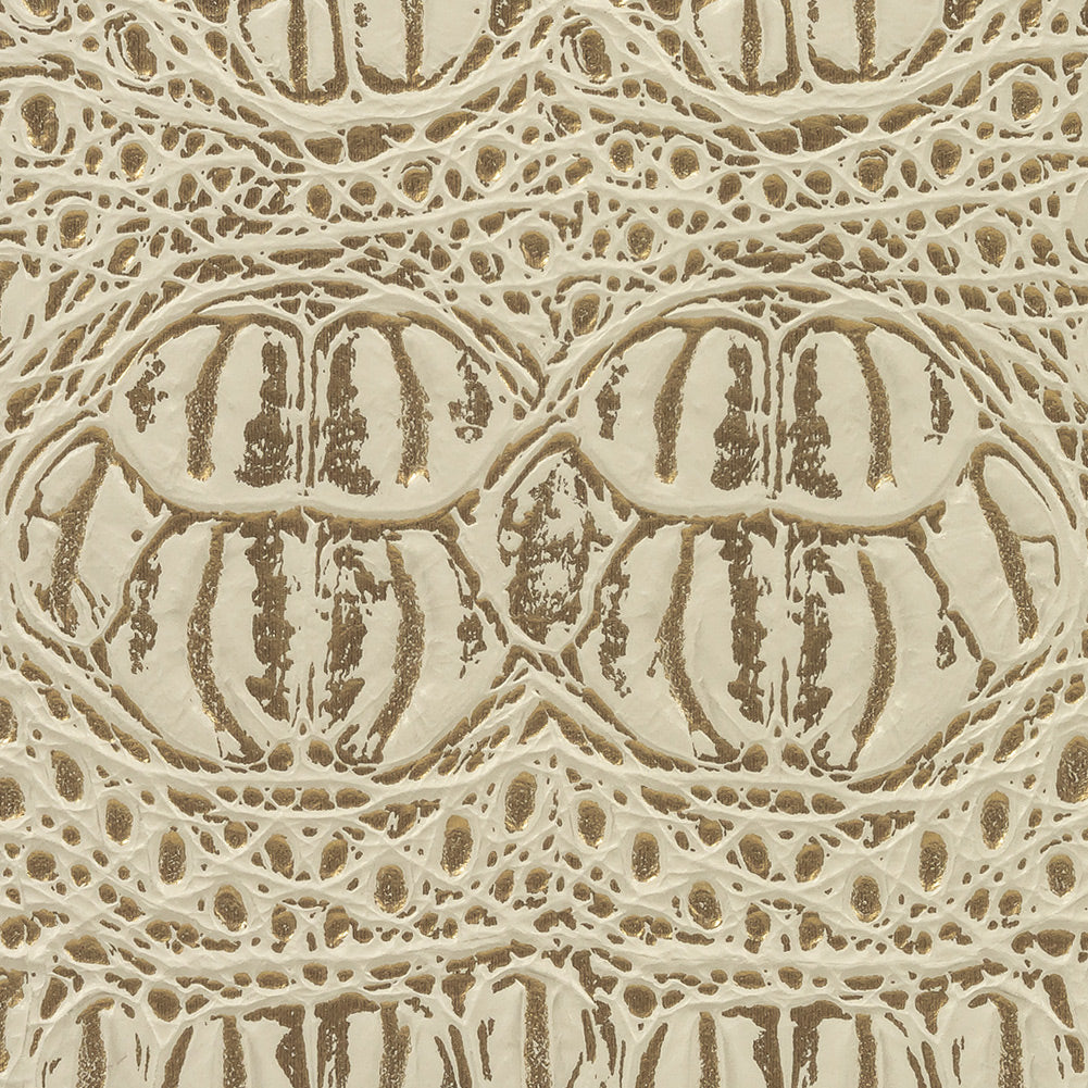 Metallic Crocodile Embossed Vinyl - Star White and Gold - Twain Collection - Joann Fabrics