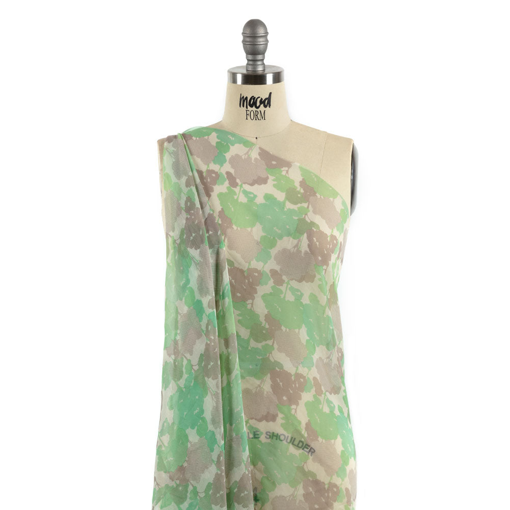 Green, Taupe and Cream Forest Silhouettes Silk Chiffon - Joann Fabrics