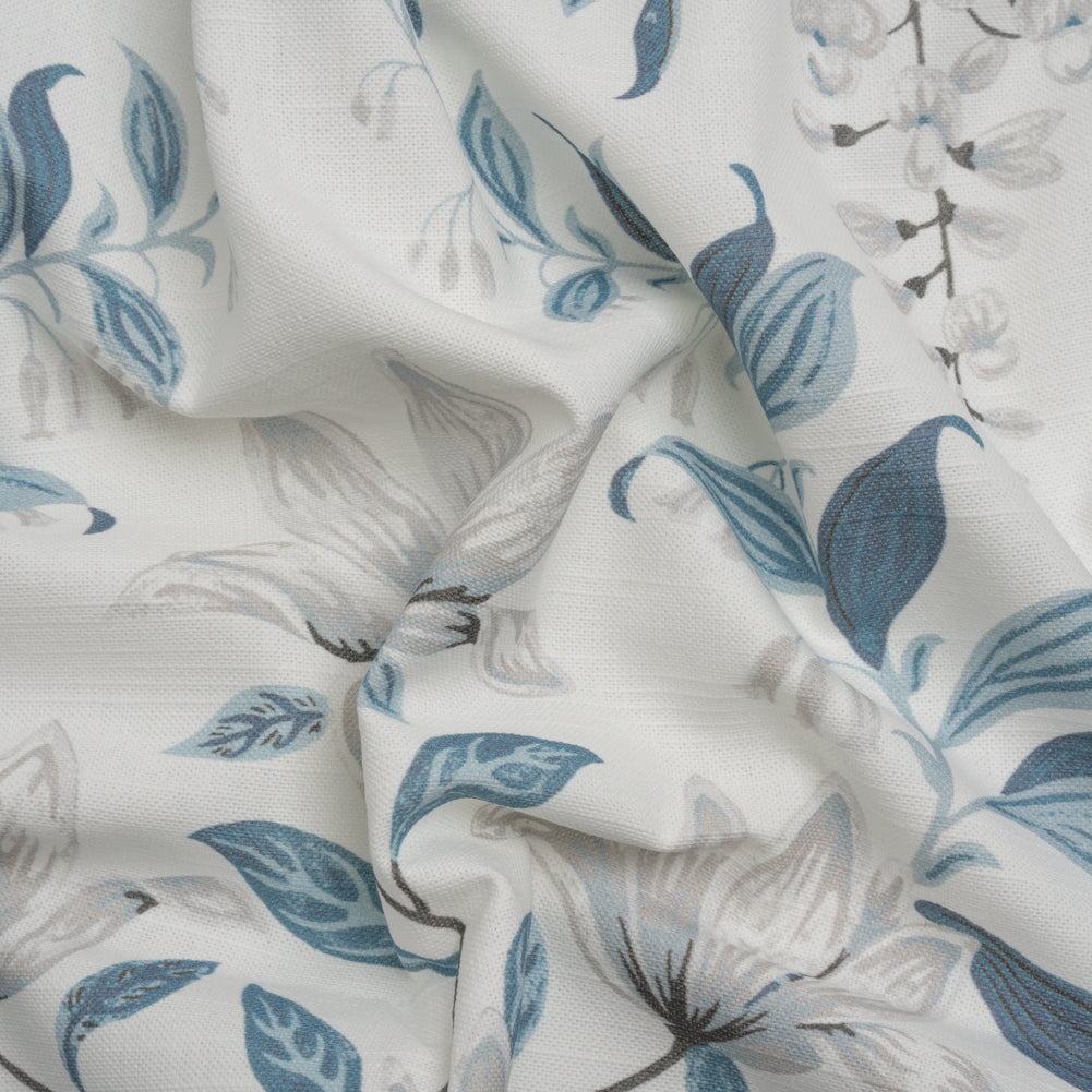 Cotton Canvas Print - Off White and Seaspray Garden Growth - British Imported - Joann Fabrics