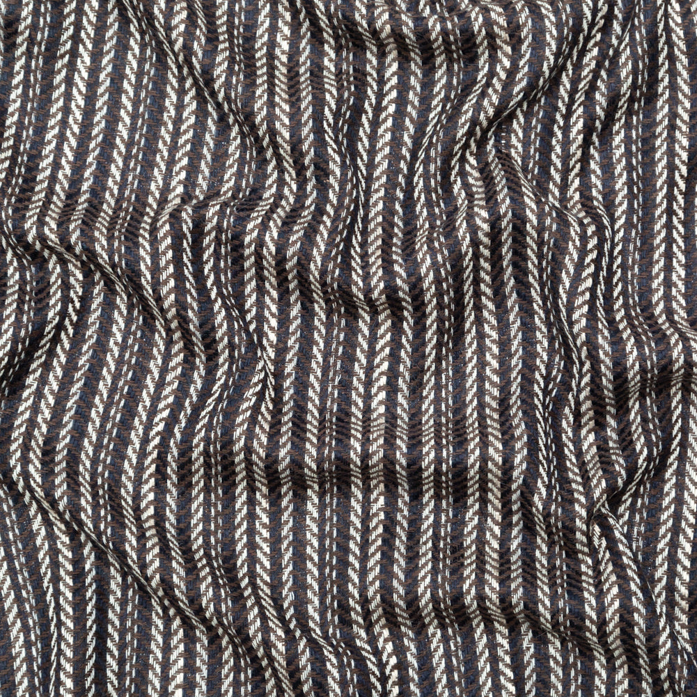 Brown Navy and White Striped Chevron Wool Woven - Joann Fabrics