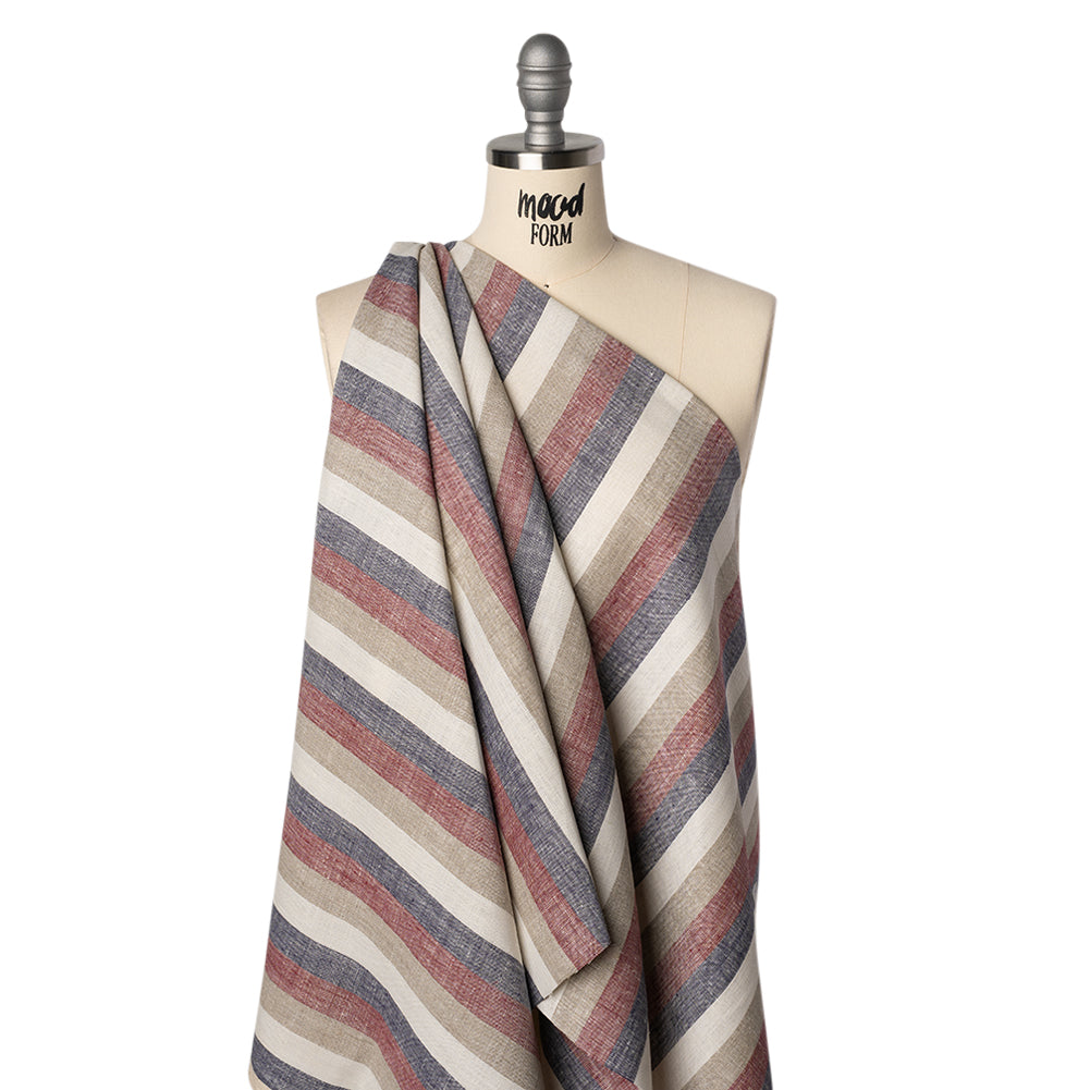 Heavyweight Linen Woven - Beige, Red and Blue Awning Stripes - Joann Fabrics