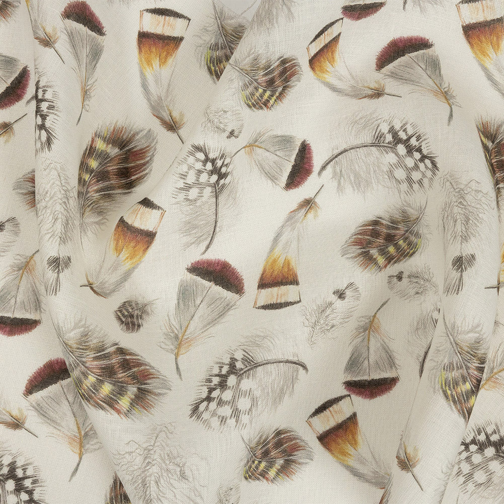 Floating Feathers Printed Linen Woven - Joann Fabrics