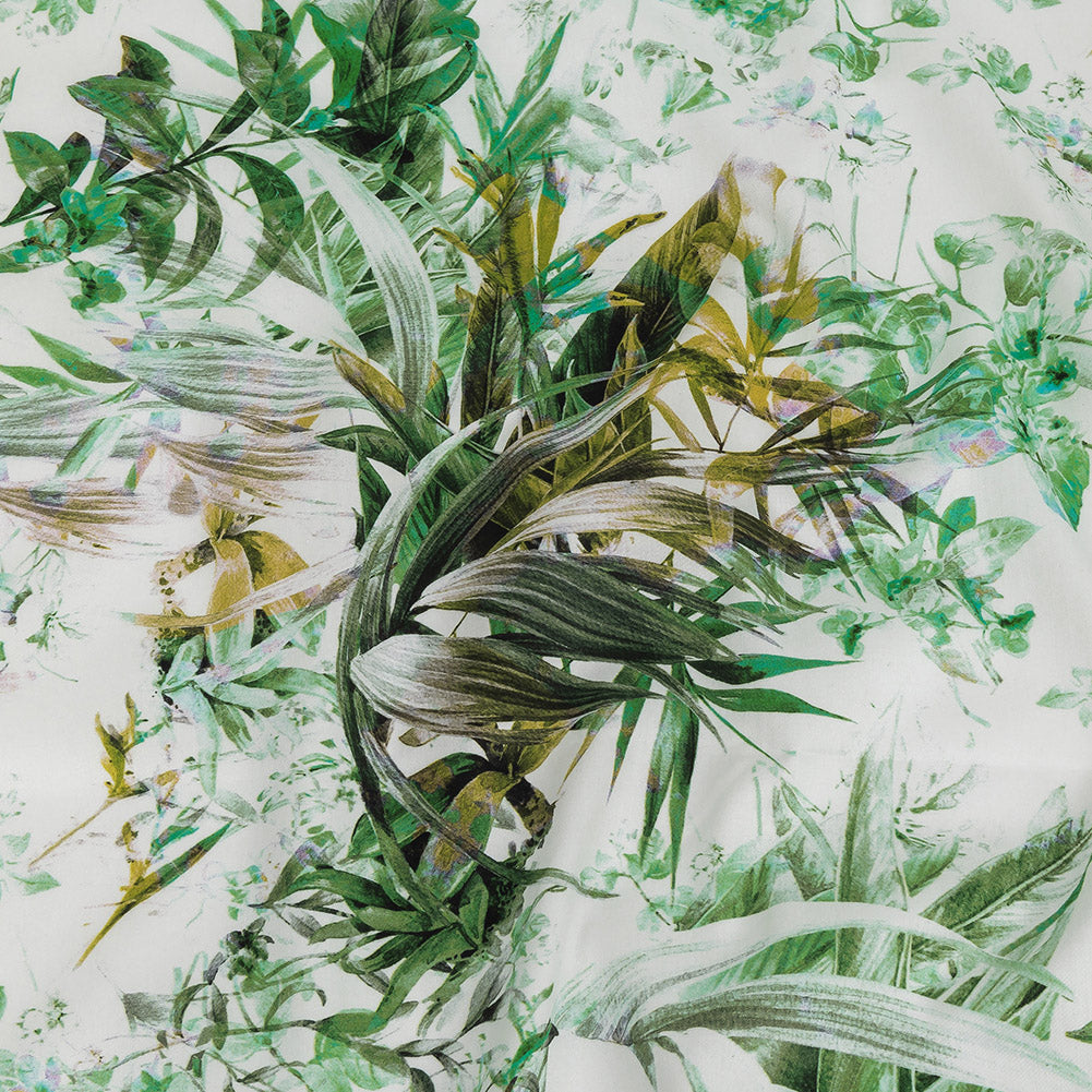 Mercerized Organic Egyptian Cotton Shirting - Green and Yellow Tropical Oasis - Ravello Collection - Joann Fabrics
