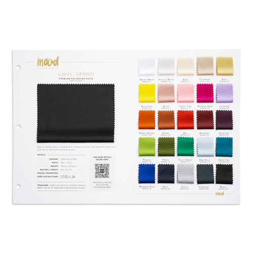 Color Card - Gavia Premium Polyester Satin Collection - 8.5