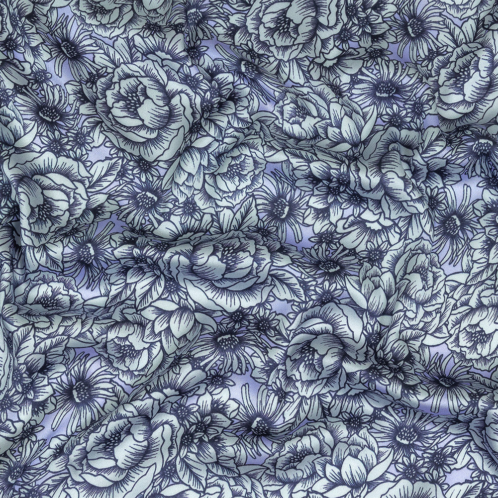 Polyester Twill Print - Pale Blue Florals - Mood Exclusive Calming Quest - Joann Fabrics