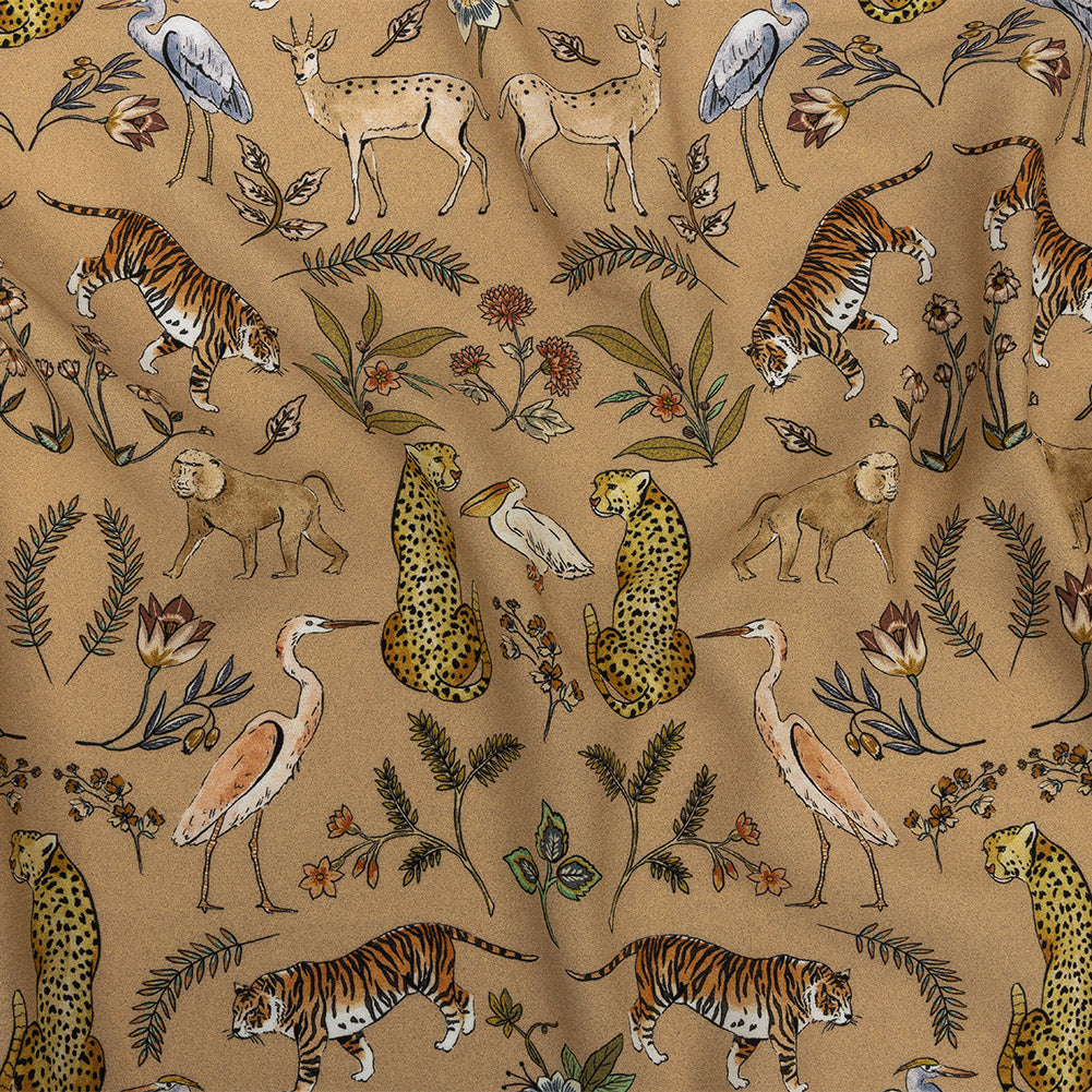 Viscose Twill Print - Beige Animals and Flowers - Mood Exclusive Wild Thing - Joann Fabrics