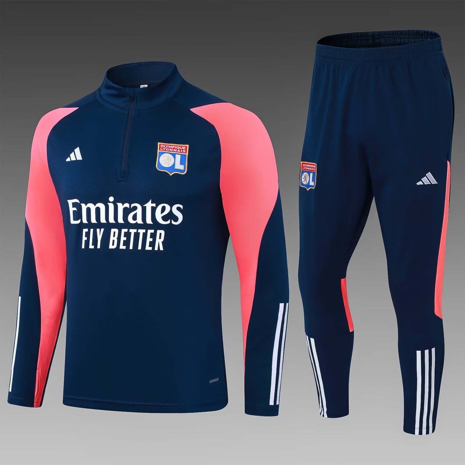 2023/2024 Lyonnais Half-Pull Training Suit Royal blue Football Shirt Set
