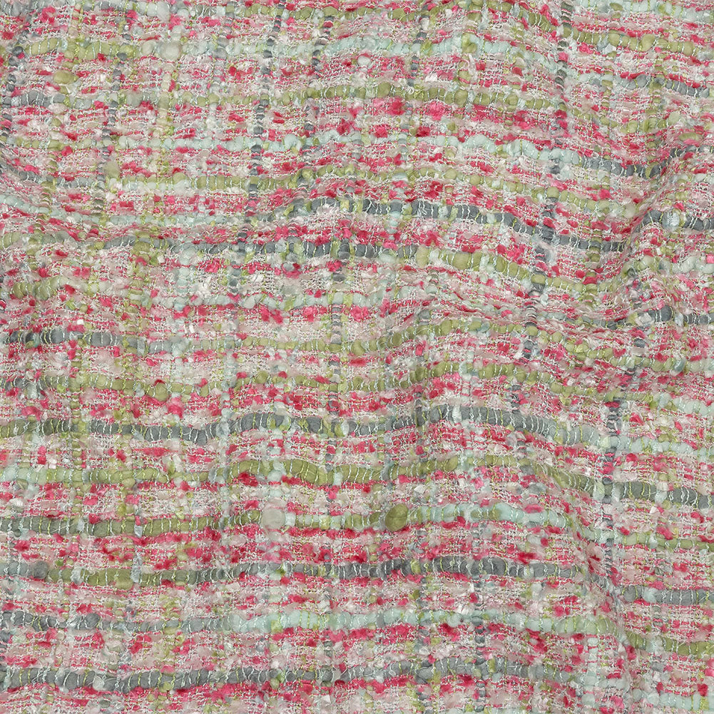 Viscose and Acrylic Chenille Tweed - Baby Pink, White and Sage Green - Newcastle Collection - Joann Fabrics