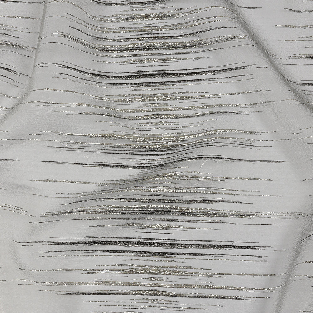 Metallic Black and Silver Striated Lines Luxury Burnout Brocade - Joann Fabrics