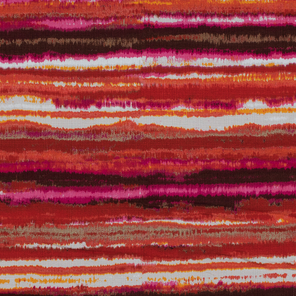 Orange and Fuchsia Ikat Striped Cotton Canvas - Joann Fabrics