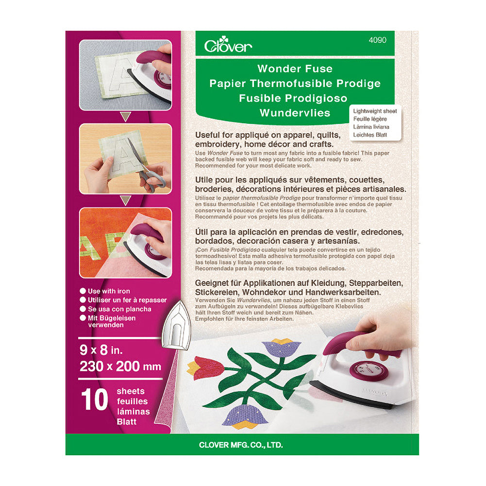 Clover Wonder Fuse Sheet - Lightweight Fusible Web, 9