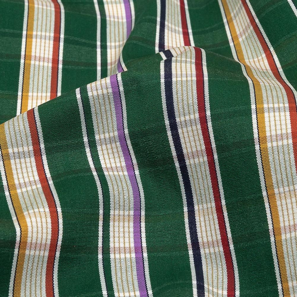 Green, Purple and Yellow Subtle Plaid Stripes Cotton Shirting - Joann Fabrics