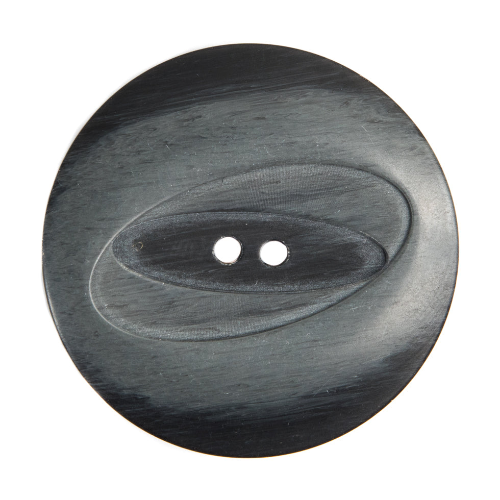 Plastic 2-Hole Button Made in Italy - 54L/34mm - Black and Gray Woodgrain with Ovals - Joann Fabrics
