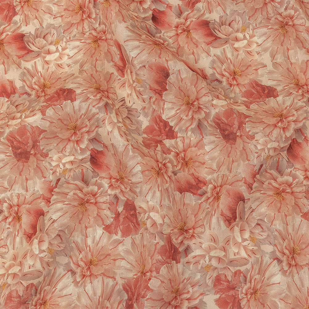 Pink, Red and Gray Packed Florals Lightweight Linen Woven - Joann Fabrics
