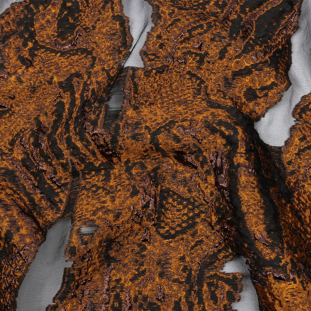 Metallic Alloy Orange and Black Abstract Luxury Burnout Brocade - Joann Fabrics