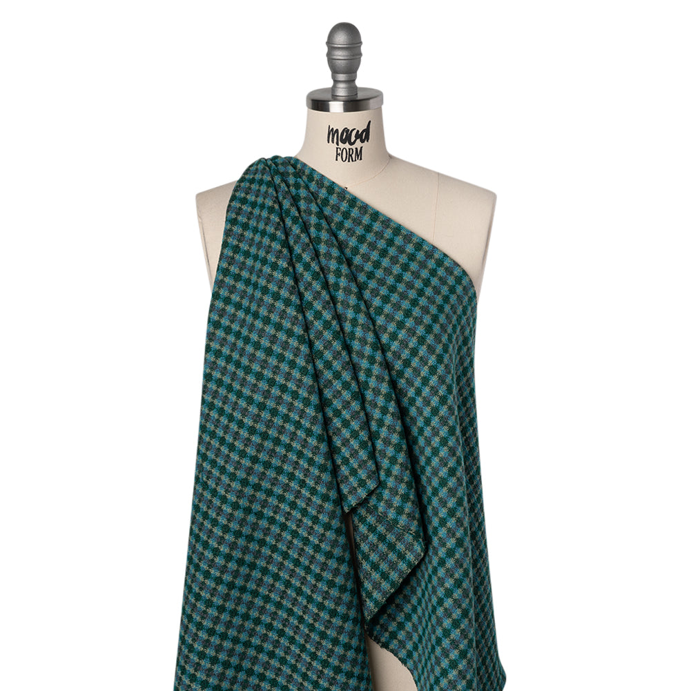 Wool Blend Tweedy Twill - Cerulean Blue, Olive and Dark Green Diamonds - Joann Fabrics