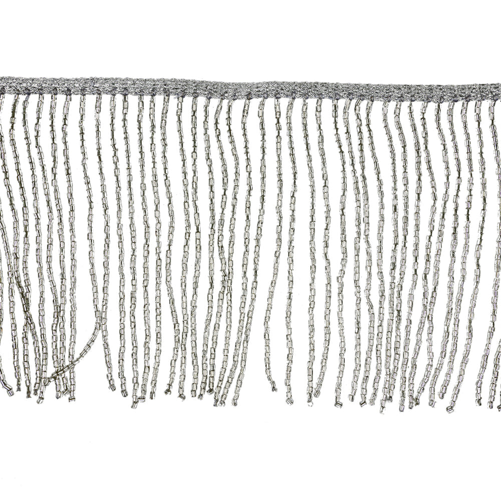 Silver Beaded Fringe on Braided Lip - 5