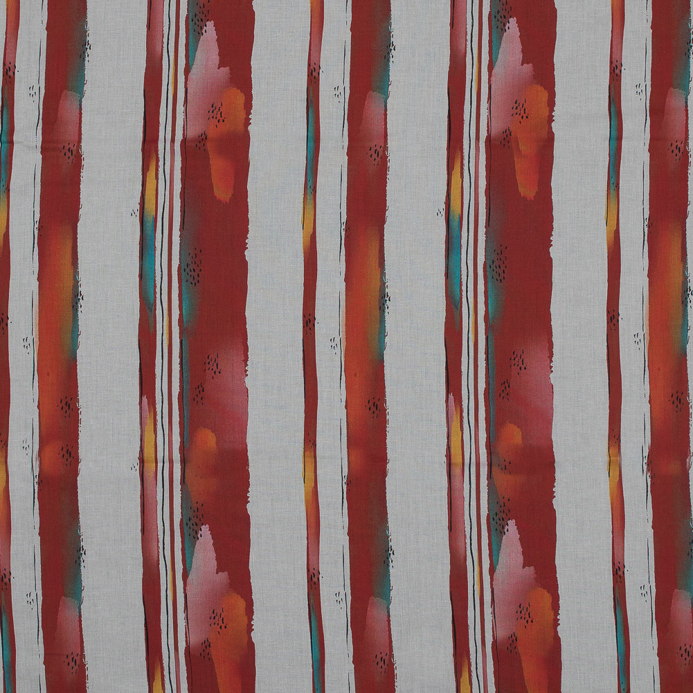Cotton Voile - Red Painterly Stripes - Saraswati's Knowledge Print - Mood Exclusive Surya Collection - Joann Fabrics