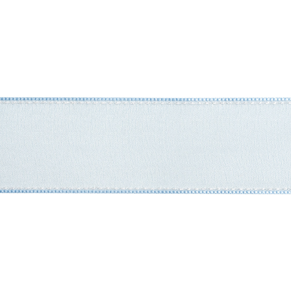 Sheer Ribbon with White Stitched Border - 1.5