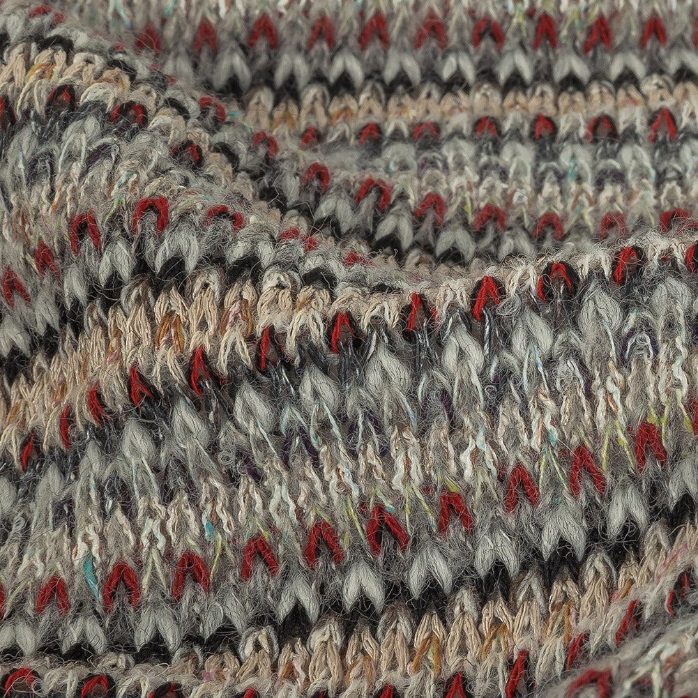 Italian Light Gray, Red and Saffron Striped Wool Sweater Knit - Joann Fabrics