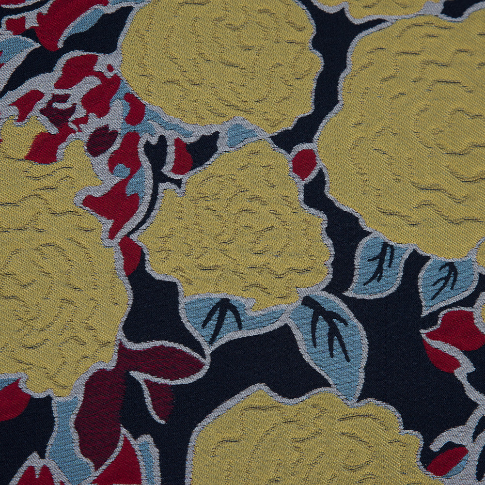 Navy, Yellow and Red Large-Scale Floral Jacquard Panel - Joann Fabrics