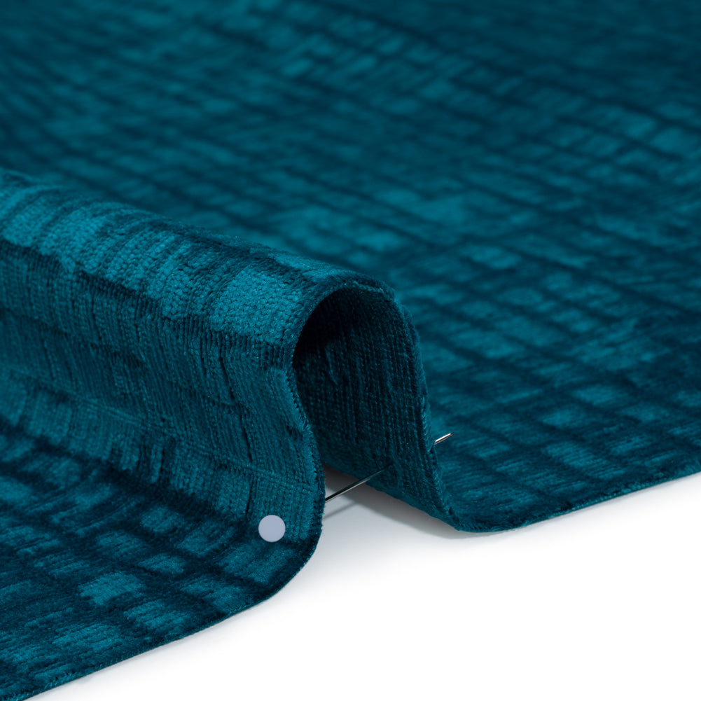 Polyester Upholstery Chenille - Blue Topaz Grid Texture - Carolina Collection - Joann Fabrics