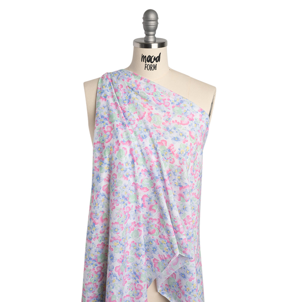 Cotton and Viscose Jersey Print - Pastel Blue, Pink and Mint Green Floral - Deadstock - Joann Fabrics