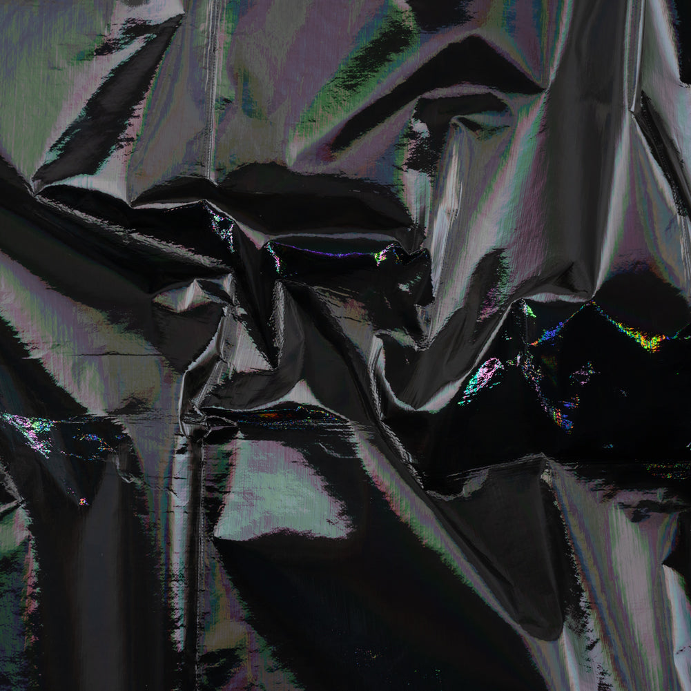 PU Coated Tyvek - Holographic Rainbow Glossy Black - Joann Fabrics