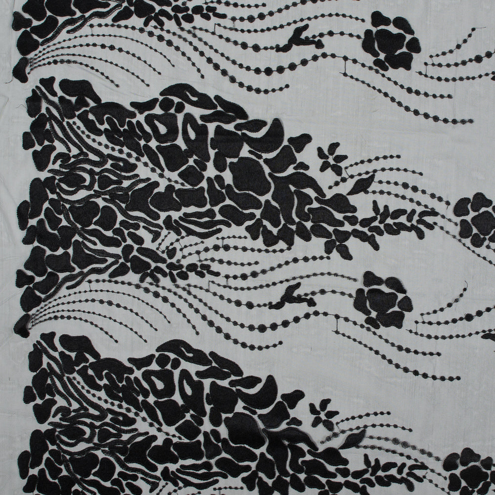 Black Abstract Embroidery on Black Mesh - Joann Fabrics