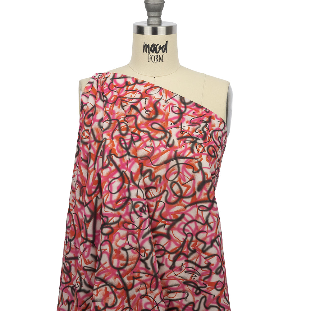 Cotton Voile - Pink Spraypaint Scribbles - Love Notorious Print - Mood Exclusive Metro Collection - Joann Fabrics
