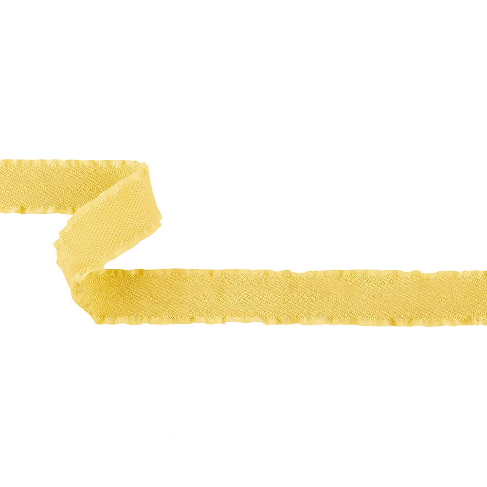 Lemon Twill Ribbon with Ruffled Grosgrain Borders - 1