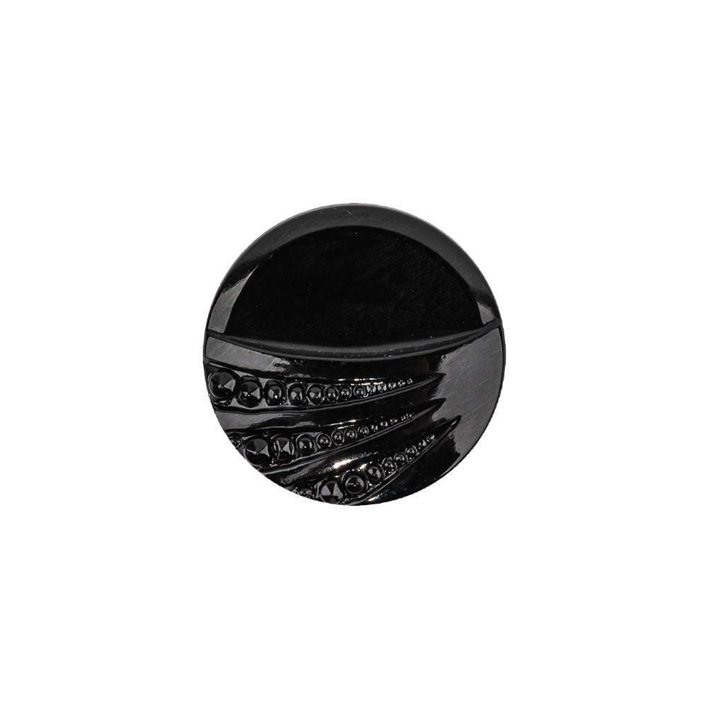 Vintage Black Classical Shank Back Glass Button - 28L/18mm - Joann Fabrics