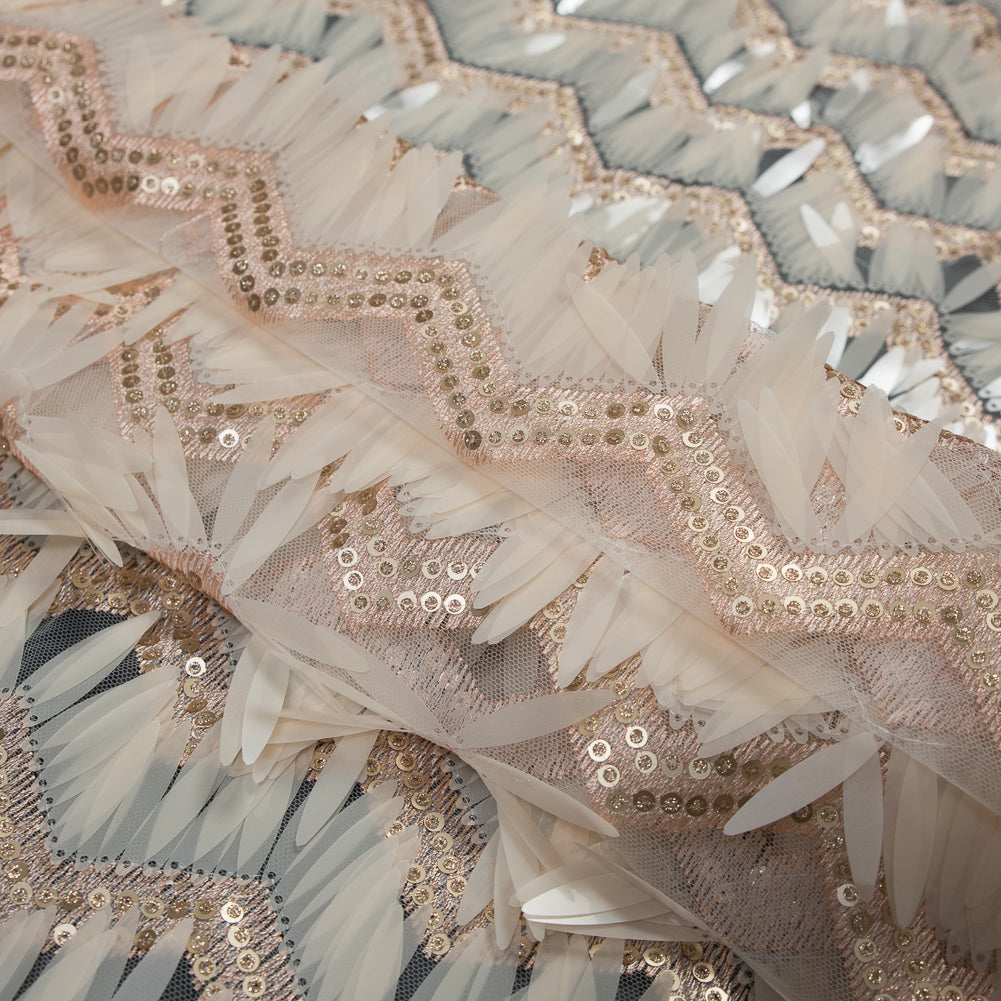Fringe Sequin Fabric - Rose Gold and Beige Chevrons - Joann Fabrics