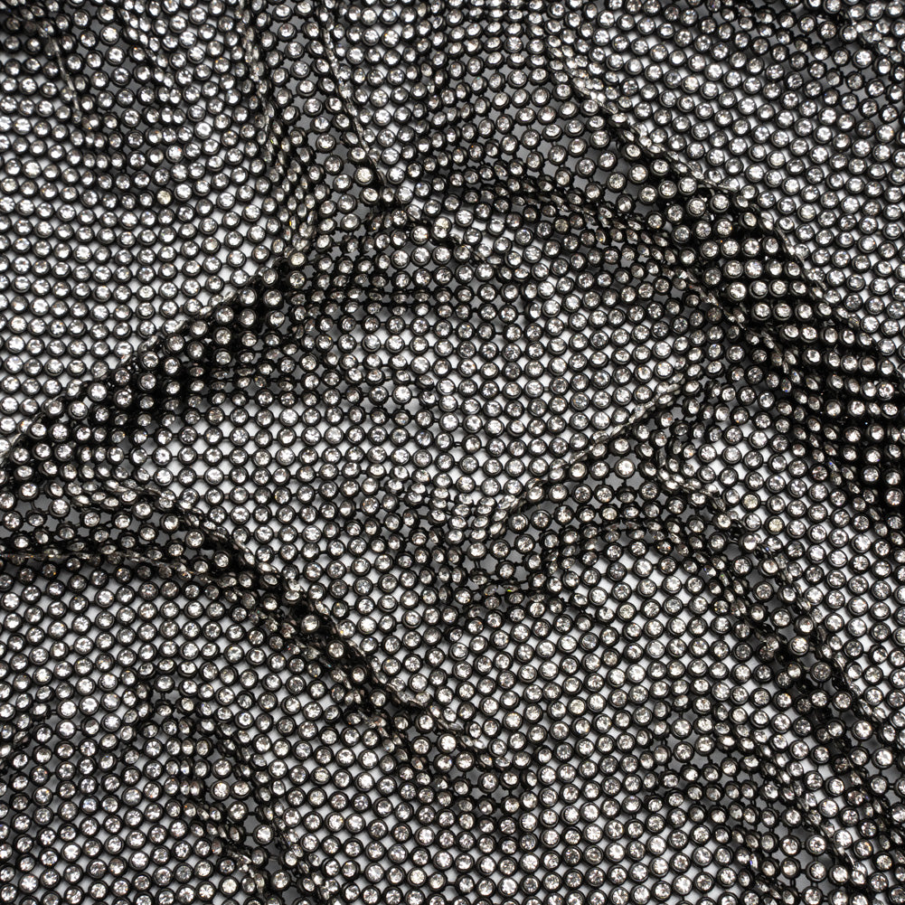 Rhinestone Aluminum Chainmail Fabric Panel, 3mm - Black and Crystal - Astraia Collection - Joann Fabrics